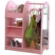 KidKraft 12510 Wooden Fashion Pretend Dress-Up Station Childrens Furniture with Storage and Mirror - Pink