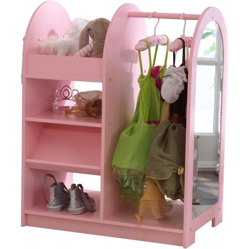 키드크래프트 KidKraft 12510 Wooden Fashion Pretend Dress-Up Station Childrens Furniture with Storage and Mirror - Pink
