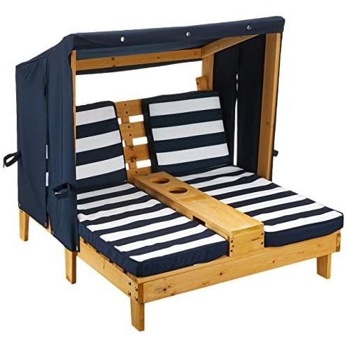 키드크래프트 Besuchen Sie den KidKraft-Store KidKraft 00524 Doppelte Sonnenliege mit Getrankehaltern Doppelliege, Chaiselongue aus Holz, Honigfarben