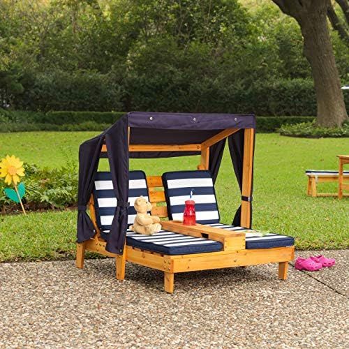 키드크래프트 Besuchen Sie den KidKraft-Store KidKraft 00524 Doppelte Sonnenliege mit Getrankehaltern Doppelliege, Chaiselongue aus Holz, Honigfarben