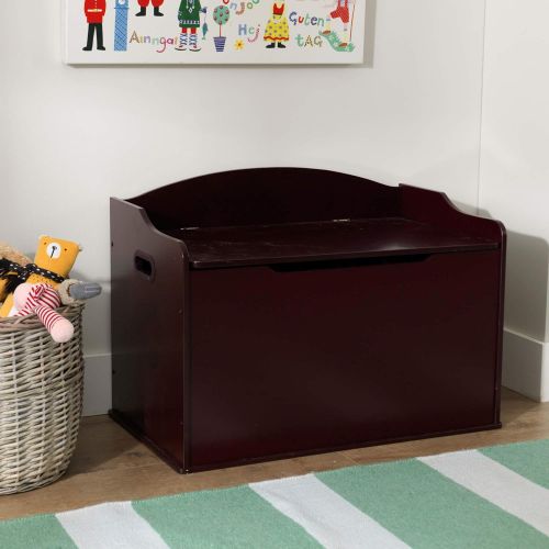 키드크래프트 KidKraft Austin Wooden Toy Box/Bench with Safety Hinged Lid - Cherry, Gift for Ages 3+