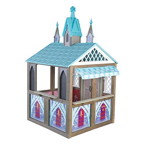 키드크래프트 KidKraft Disney Frozen Arendelle Wooden Playhouse, Childrens Outdoor Play, Gift for Ages 3-10