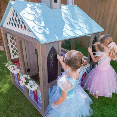키드크래프트 KidKraft Disney Frozen Arendelle Wooden Playhouse, Childrens Outdoor Play, Gift for Ages 3-10