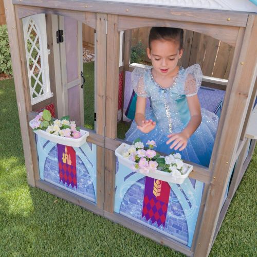 키드크래프트 KidKraft Disney Frozen Arendelle Wooden Playhouse, Childrens Outdoor Play, Gift for Ages 3-10