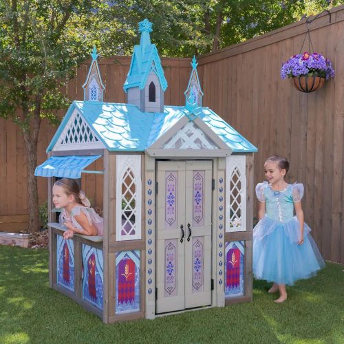 키드크래프트 KidKraft Disney Frozen Arendelle Wooden Playhouse, Childrens Outdoor Play, Gift for Ages 3-10