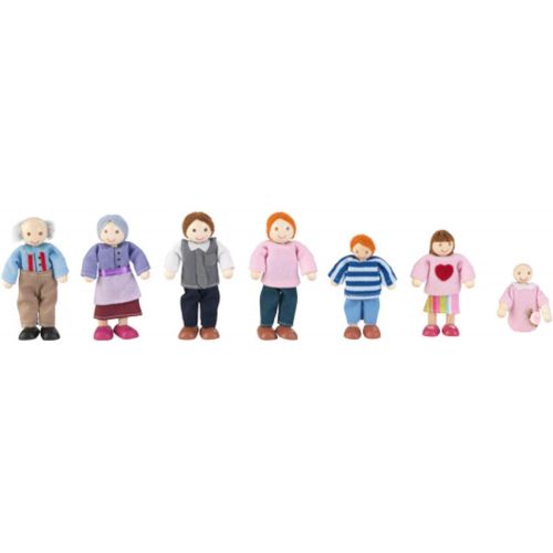 키드크래프트 KidKraft 5 Wooden Poseable Doll Family of 7 - Caucasian, Gift for Ages 3+