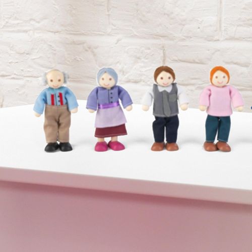 키드크래프트 KidKraft 5 Wooden Poseable Doll Family of 7 - Caucasian, Gift for Ages 3+