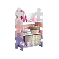 KidKraft Wooden Puzzle Piece Bookcase with Three Shelves - Pastel, Gift for Ages 3+