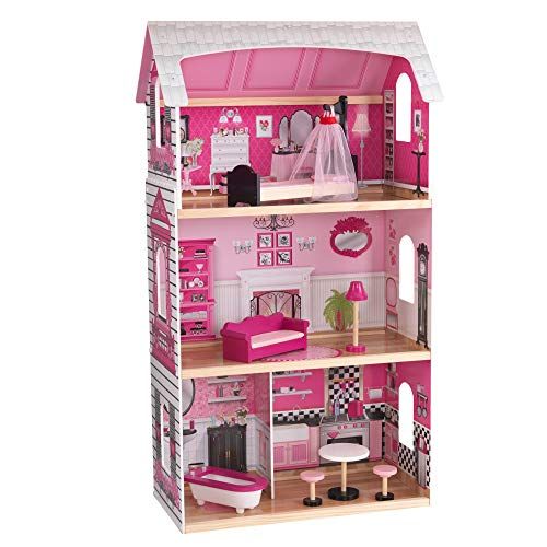 키드크래프트 KidKraft Bonita Rose Dollhouse - Colorful Toddler Toy for 12 Inch Dolls Real Wood, Gift for Ages 3+ 25.25 x 12.5 x 44.9