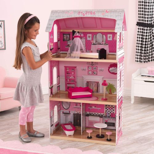 키드크래프트 KidKraft Bonita Rose Dollhouse - Colorful Toddler Toy for 12 Inch Dolls Real Wood, Gift for Ages 3+ 25.25 x 12.5 x 44.9