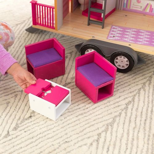 키드크래프트 KidKraft Teeny House Wooden Dollhouse, Pull-Along with 10-Piece Accessories, for 12-Inch Dolls, Gift for Ages 3+