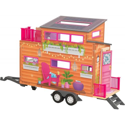 키드크래프트 KidKraft Teeny House Wooden Dollhouse, Pull-Along with 10-Piece Accessories, for 12-Inch Dolls, Gift for Ages 3+