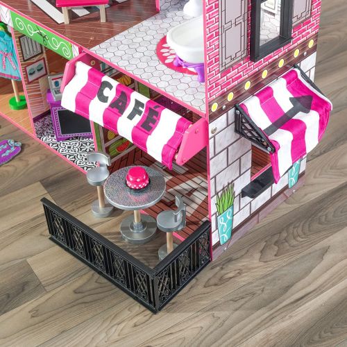 키드크래프트 KidKraft Brooklyns Loft Wooden Dollhouse with 25-Piece Accessory Set, Lights and Sounds, Gift for Ages 3+ 41.75 x 18.25 x 41.75