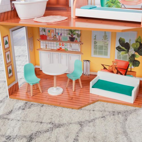 키드크래프트 KidKraft Emily Wooden Dollhouse with 10 Accessories Included, for 12 Dolls, Gift for Ages 3+