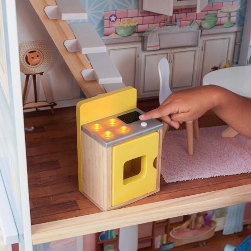 키드크래프트 KidKraft Zoey Dollhouse with EZ Kraft Assembly with 18 Accessories Included, Gift for Ages 3+