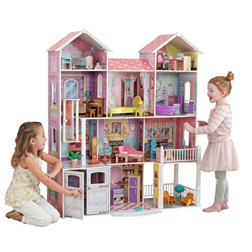 키드크래프트 KidKraft Country Estate Wooden Dollhouse for 12-Inch Dolls with 31-Piece Accessories, Gift for Ages 3+