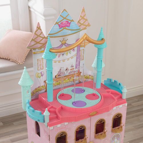 키드크래프트 KidKraft Disney Princess Dance & Dream Wooden Dollhouse, Over 4-Feet Tall with Sounds, Spinning Dance Floor and 20 Play Pieces, Gift for Ages 3+ , Pink