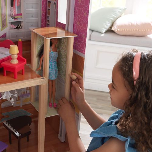 키드크래프트 KidKraft Majestic Mansion Wooden Dollhouse with 34-Piece Accessories, Working Elevator and Garage, Gift for Ages 3+