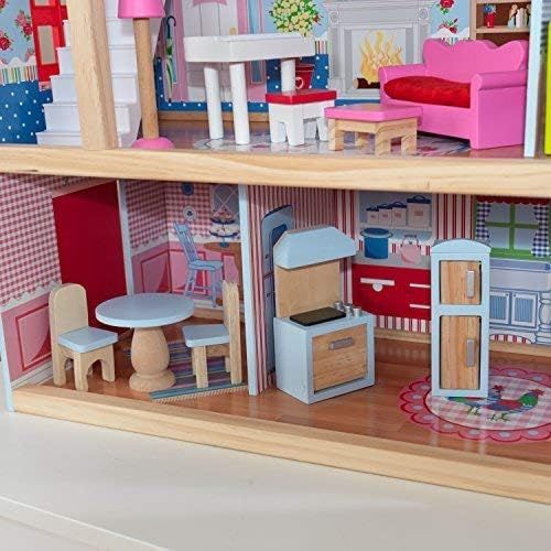 키드크래프트 KidKraft Chelsea Doll Cottage Wooden Dollhouse with 16 Accessories, Working Shutters, for 5-Inch Dolls, Gift for Ages 3+