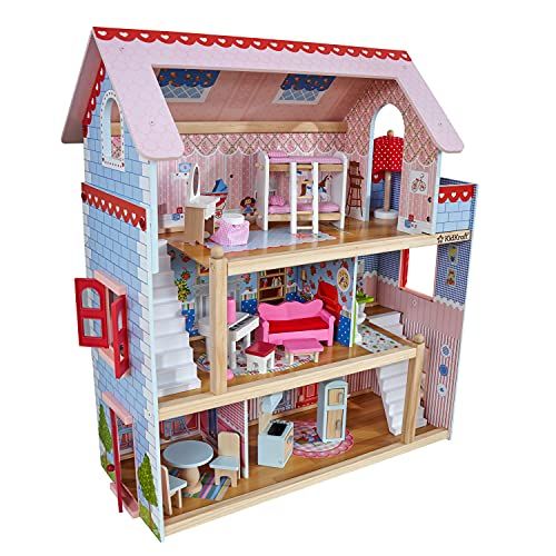 키드크래프트 KidKraft Chelsea Doll Cottage Wooden Dollhouse with 16 Accessories, Working Shutters, for 5-Inch Dolls, Gift for Ages 3+