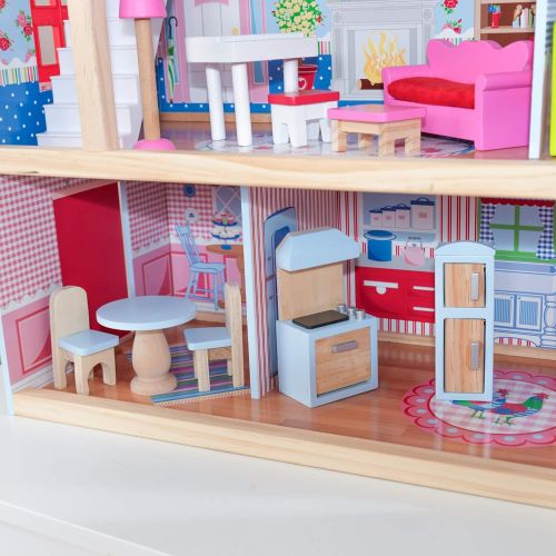 키드크래프트 KidKraft Chelsea Doll Cottage Wooden Dollhouse with 16 Accessories, Working Shutters, for 5-Inch Dolls, Gift for Ages 3+