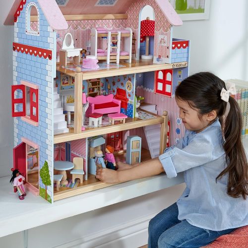 키드크래프트 KidKraft Chelsea Doll Cottage Wooden Dollhouse with 16 Accessories, Working Shutters, for 5-Inch Dolls, Gift for Ages 3+