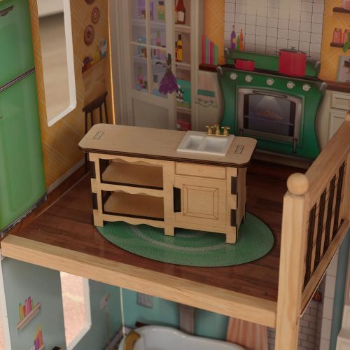 키드크래프트 KidKraft Charlotte Classic Wooden Dollhouse with EZ Kraft Assembly, 14-Piece Accessory Set, for 12-Inch Dolls, Gift for Ages 3+