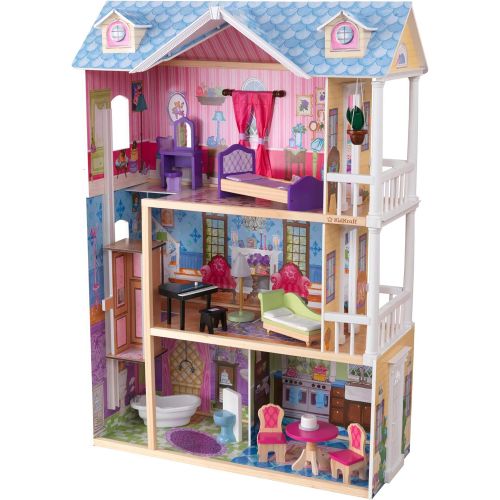 키드크래프트 KidKraft My Dreamy Wooden Dollhouse with Lights and Sounds, Elevator and 14 Accessories, Gift for Ages 3+