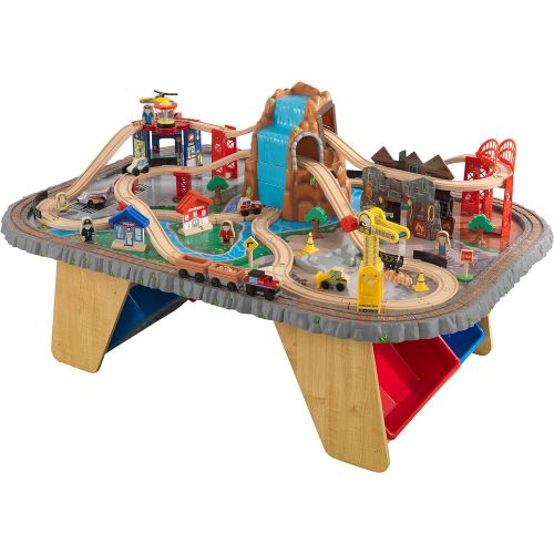 키드크래프트 KidKraft Waterfall Junction Train Set and Table Toy