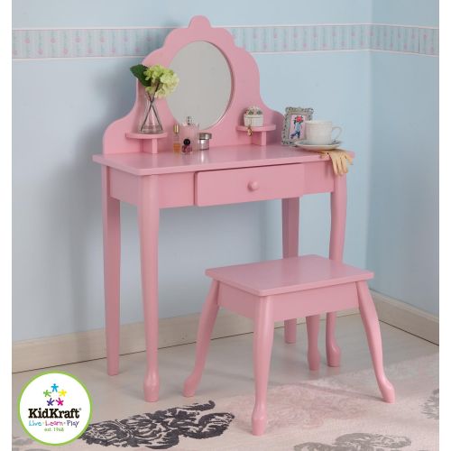 키드크래프트 KidKraft Medium Diva Table and Stool, Pink