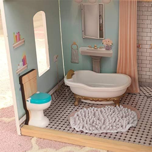 키드크래프트 KidKraft 65956 Charlotte Dollhouse with Ez Kraft Assembly Dollhouses, Multicolor