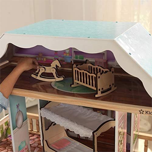 키드크래프트 KidKraft 65956 Charlotte Dollhouse with Ez Kraft Assembly Dollhouses, Multicolor