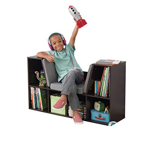 키드크래프트 KidKraft 14231 Bookcase with Reading Nook Toy, 46.46 x 15.16 x 5.04, Espresso