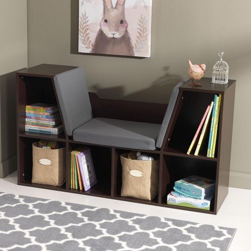 키드크래프트 KidKraft 14231 Bookcase with Reading Nook Toy, 46.46 x 15.16 x 5.04, Espresso