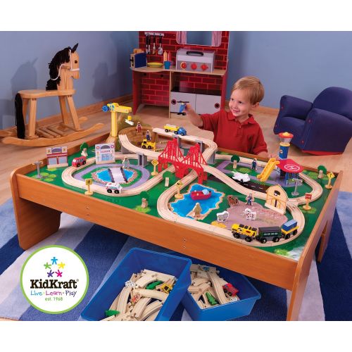 키드크래프트 KidKraft Ride Around Train Set and Table