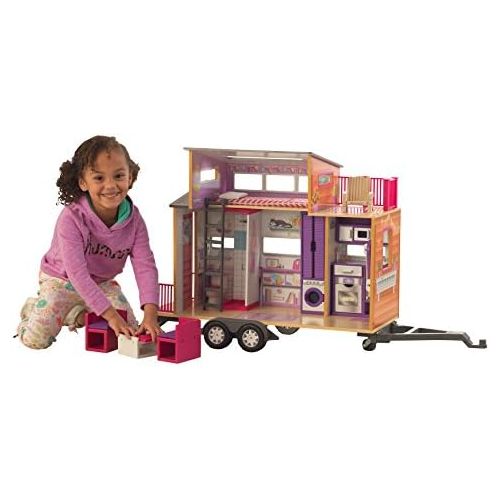 키드크래프트 KidKraft Teeny House Dollhouse with Furniture Children Dollhouses, Multicolor