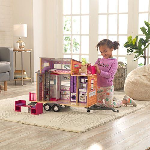 키드크래프트 KidKraft Teeny House Dollhouse with Furniture Children Dollhouses, Multicolor