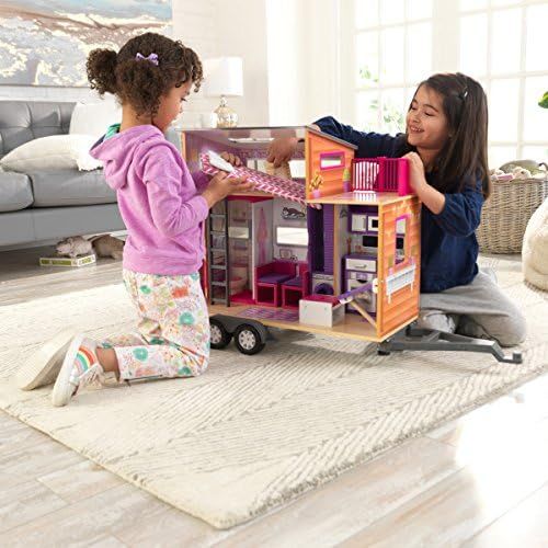 키드크래프트 KidKraft Teeny House Dollhouse with Furniture Children Dollhouses, Multicolor