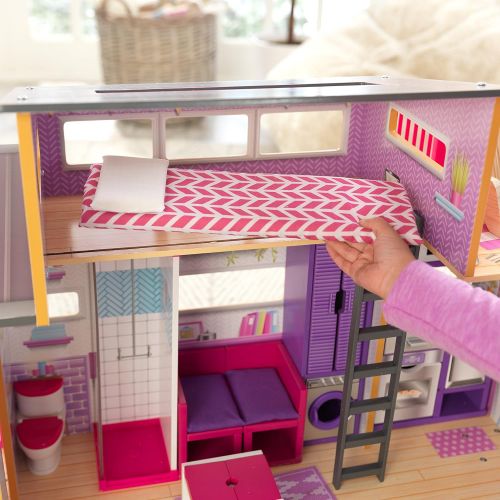 키드크래프트 KidKraft Teeny House Dollhouse with Furniture Children Dollhouses, Multicolor