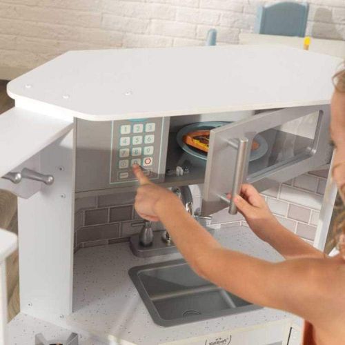 키드크래프트 KidKraft 53365 Ultimate Corner Kitchen Playset with Lights and Sounds, BrownWhite