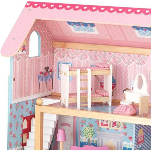 키드크래프트 KidKraft  Chelsea Wooden Dollhouse Pretend Play Cottage with Furniture | 65054