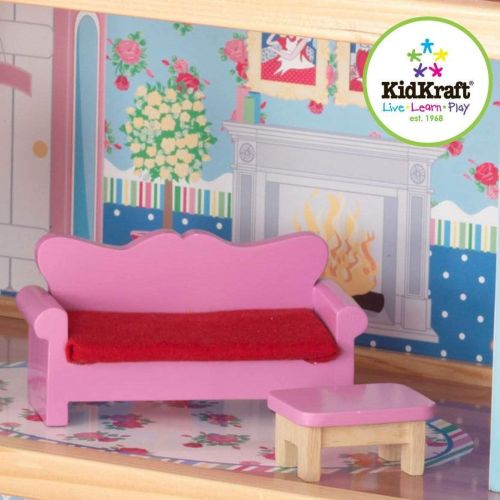 키드크래프트 KidKraft  Chelsea Wooden Dollhouse Pretend Play Cottage with Furniture | 65054