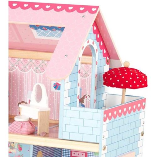 키드크래프트 KidKraft  Chelsea Wooden Dollhouse Pretend Play Cottage with Furniture | 65054