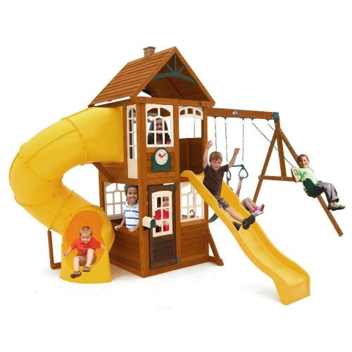 키드크래프트 KidKraft Lewiston Retreat Cedar Wood Swing Set PLAYSET