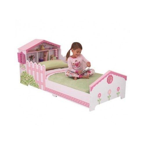 키드크래프트 Kidkraft Girls Kids Toddler Pink Dollhouse Bed with Storage Shelves