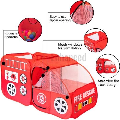  [아마존 핫딜] Kiddey Fire Truck Tent for Kids, Toddlers, Boys & Girls  Red Fire Engine Pop Up Pretend Playhouse for Indoors & Outdoors  Quick Set Up, Weather Proof Fabric, Foldable & Spacious