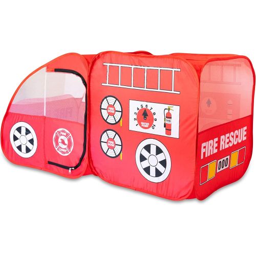  [아마존 핫딜] Kiddey Fire Truck Tent for Kids, Toddlers, Boys & Girls  Red Fire Engine Pop Up Pretend Playhouse for Indoors & Outdoors  Quick Set Up, Weather Proof Fabric, Foldable & Spacious