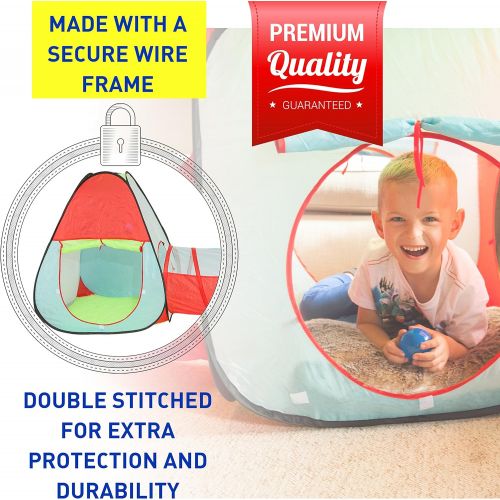  Kiddey Children’s Play Tent with Tunnel (3-Piece Set)  Indoor/Outdoor Playhouse for Boys and Girls  Lightweight, Easy to Setup (Balls Not Included)