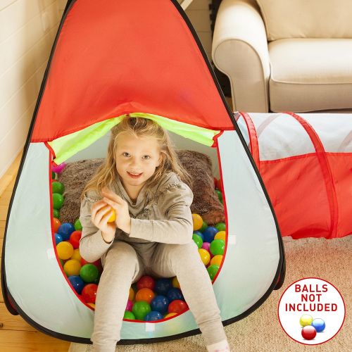  Kiddey Children’s Play Tent with Tunnel (3-Piece Set)  Indoor/Outdoor Playhouse for Boys and Girls  Lightweight, Easy to Setup (Balls Not Included)