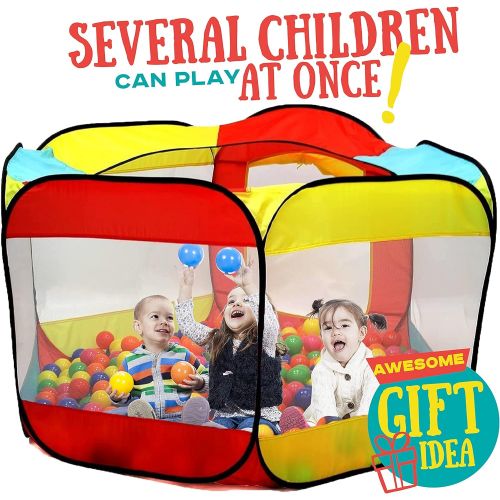  [아마존베스트]Kiddey Ball Pit Play Tent for Kids - 6-Sided Ball Pit for Kids Toddlers and Baby - Fill with Plastic Balls (Balls Not Included) or Use As an Indoor / Outdoor Play Tent